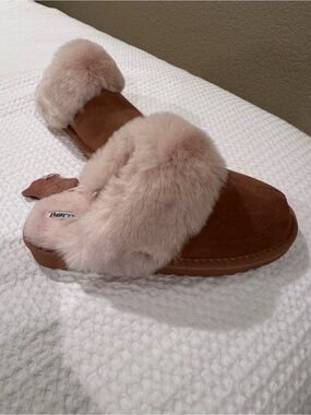 Born Women's Blush Faux-Fur Slide Slippers in Chestnut Suede